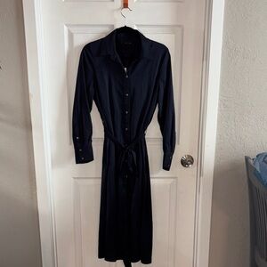 Banana Republic satin shirt dress Navy blue size medium